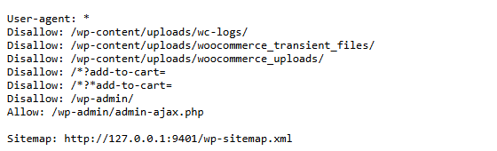 A default WooCommerce robots.txt that keeps crawlers out of wp-admin, add-to-cart links and WooCommerce upload folders